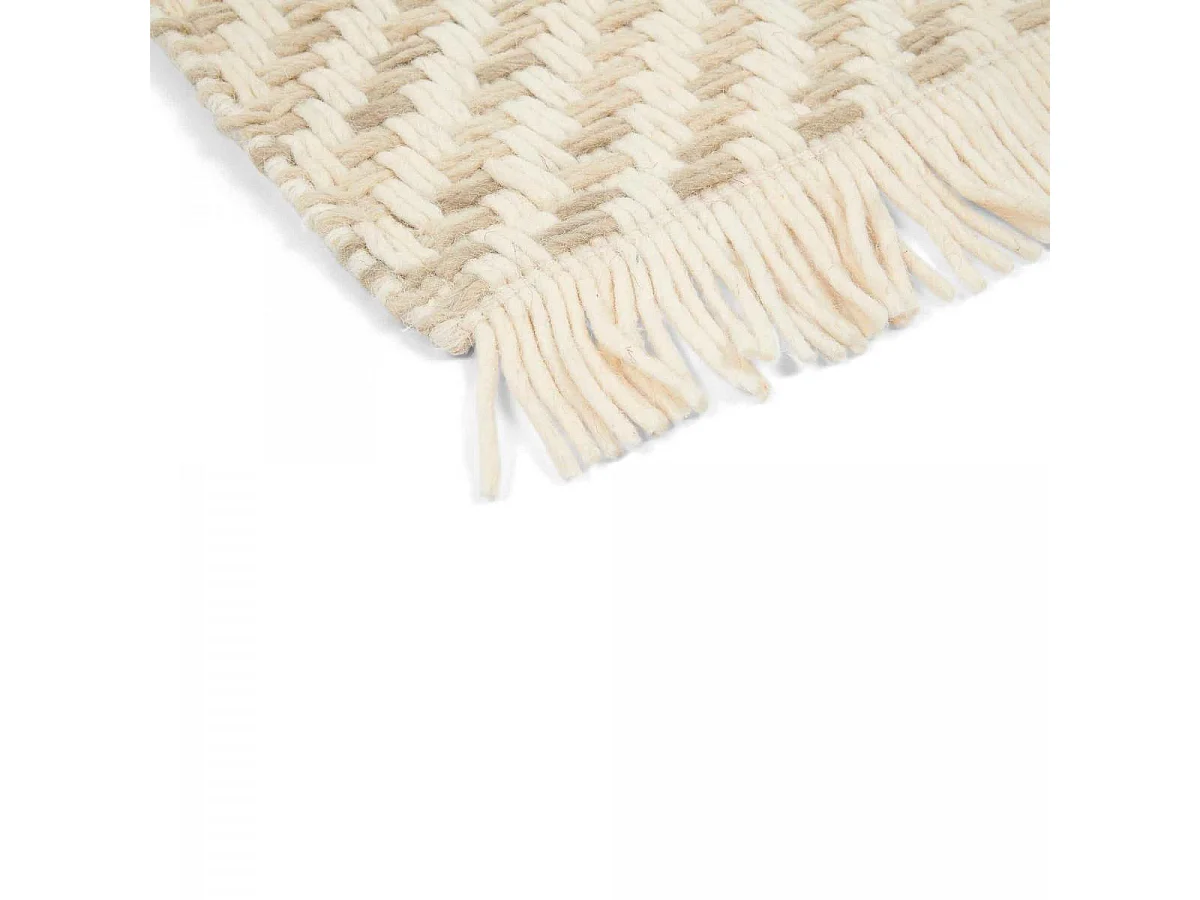 Tapis kilim 160x230 rectangle tissé en laine beige motif géométrique TWILL