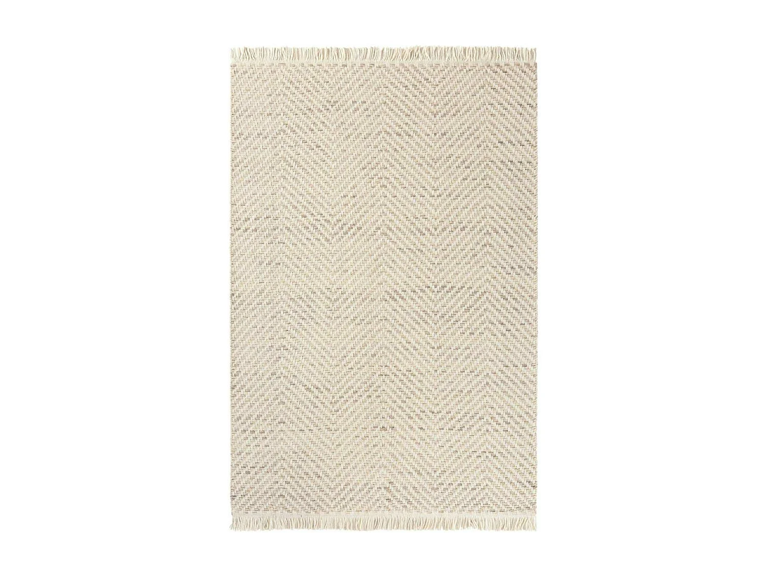 Tapis kilim 160x230 rectangle tissé en laine beige motif géométrique TWILL