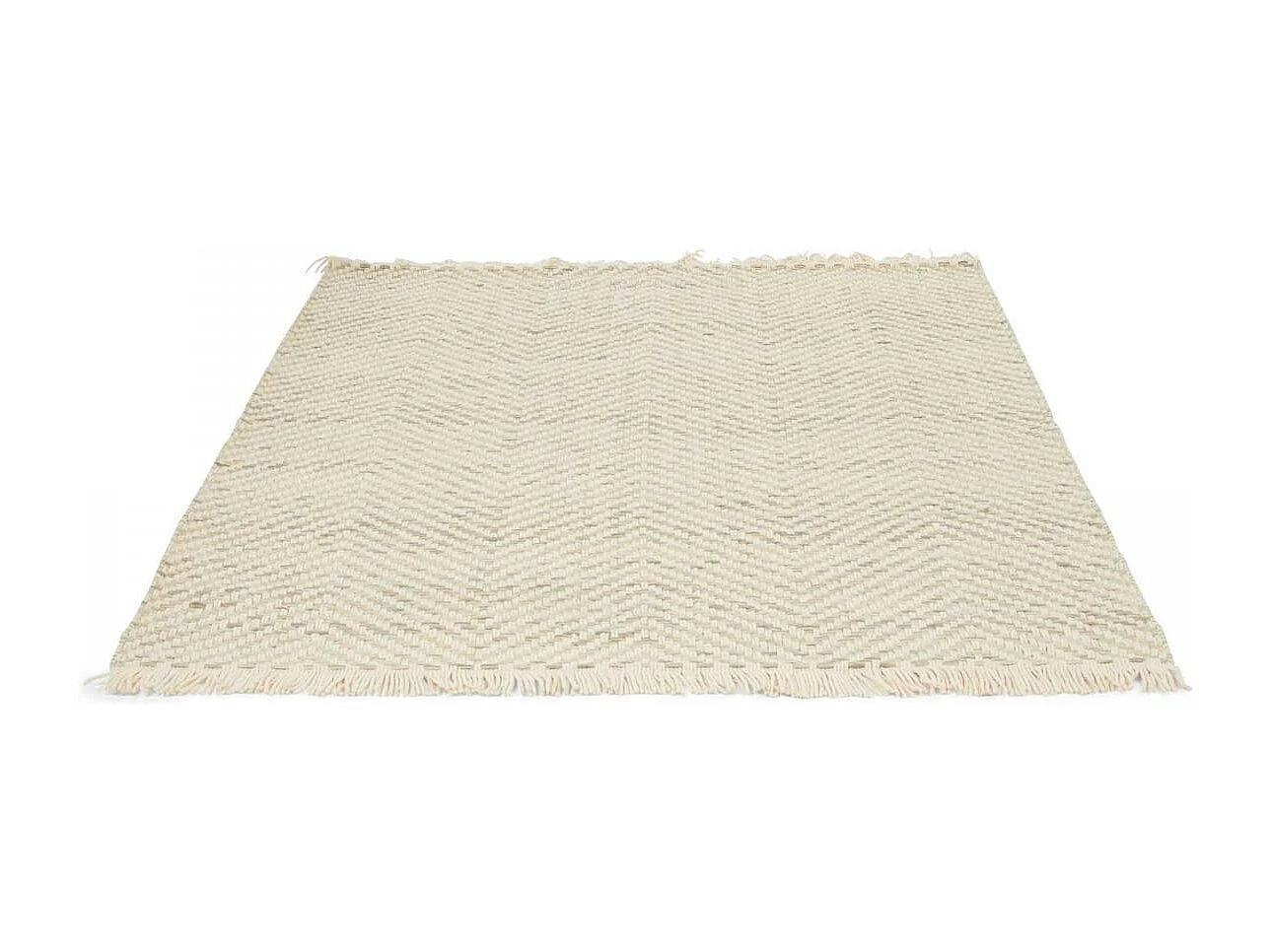 Tapis kilim 160x230 rectangle tissé en laine beige motif géométrique TWILL