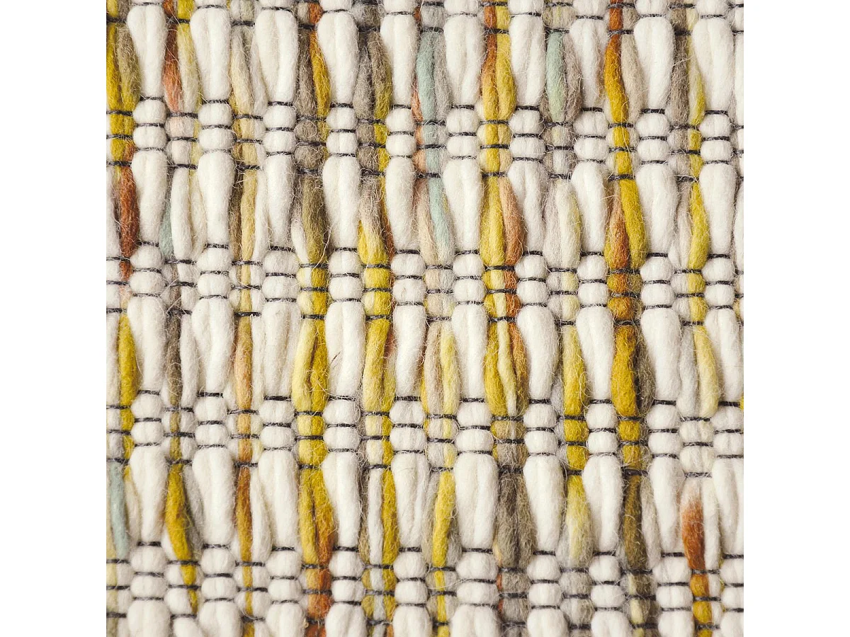 Tappeto Kilim 250x350 rettangolo realizzato a mano in lana giallo e panna