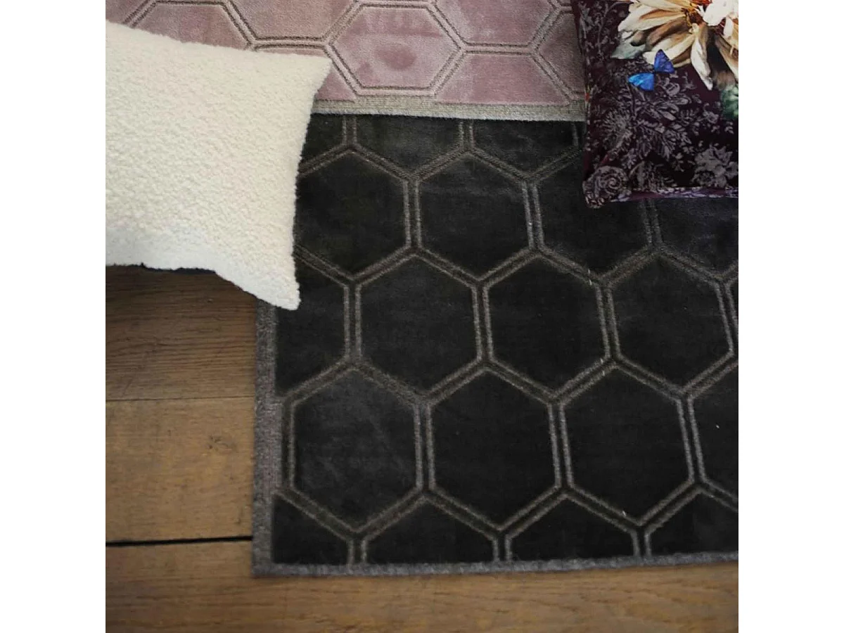 tapis salle à manger 240x340 fait à la main en viscose noir et blanc