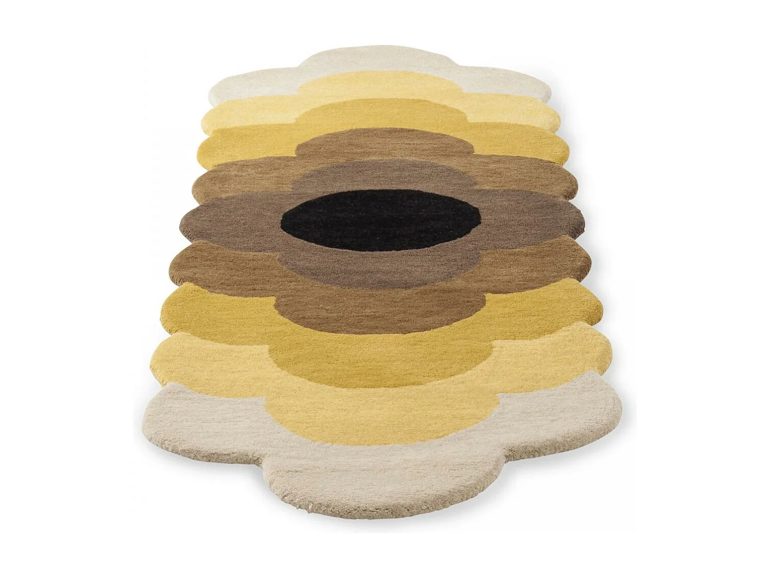 tapis chambre 87x300 fait à la main en laine jaune et marron