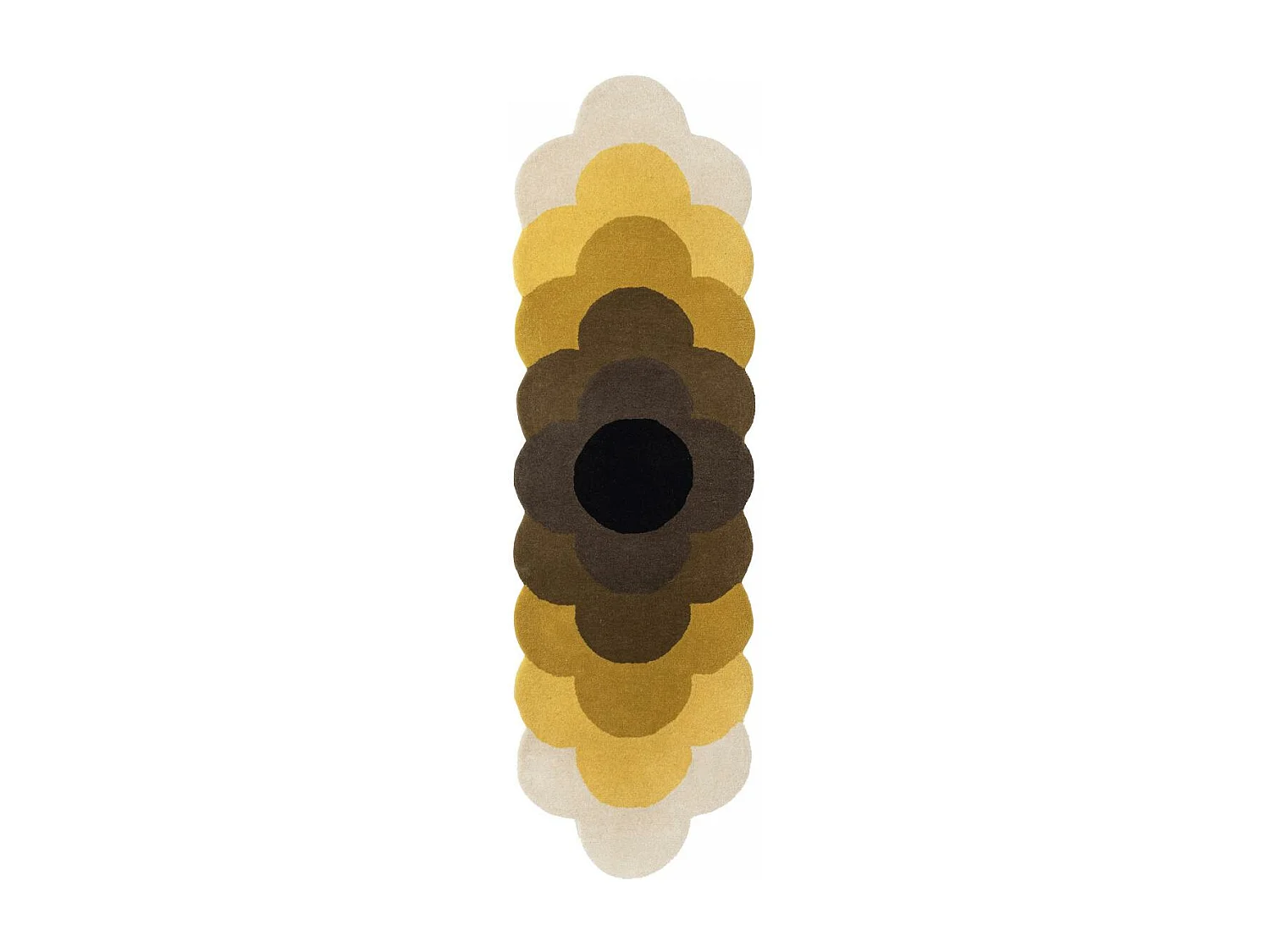 tapis chambre 87x300 fait à la main en laine jaune et marron