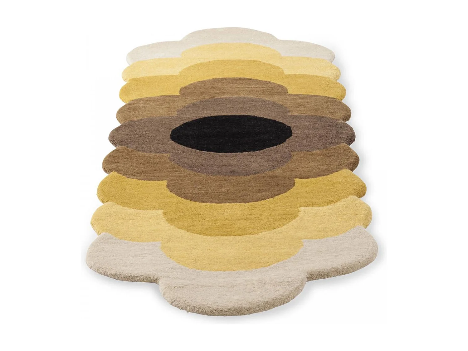 tapis chambre 87x300 fait à la main en laine jaune et marron