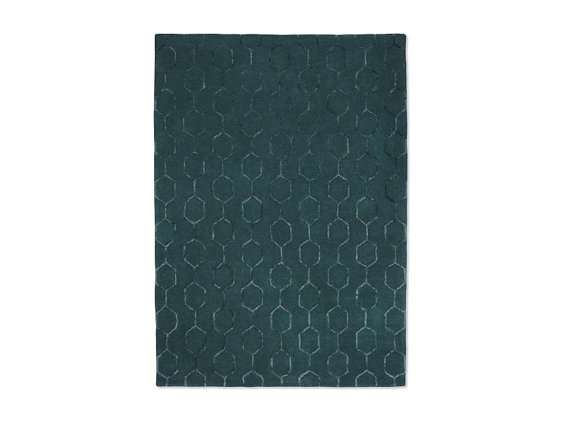 tapis salon 200x280 fait à la main en laine bleu nuit rectangle motif faux uni