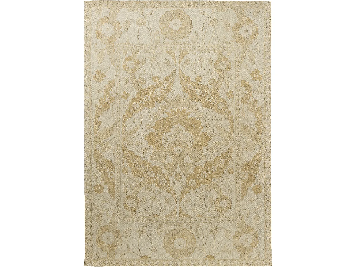tapis grand salon 200x280 fait main en coton or rectangle motif floral NEWBOR