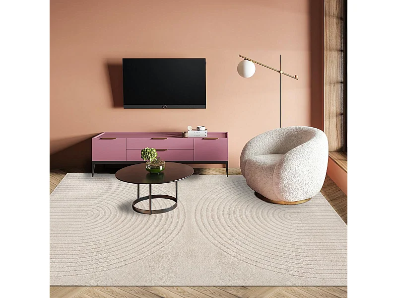 Tapis salon DEMILU 200x280 cm Beige - Tapis Salon doux et soyeux