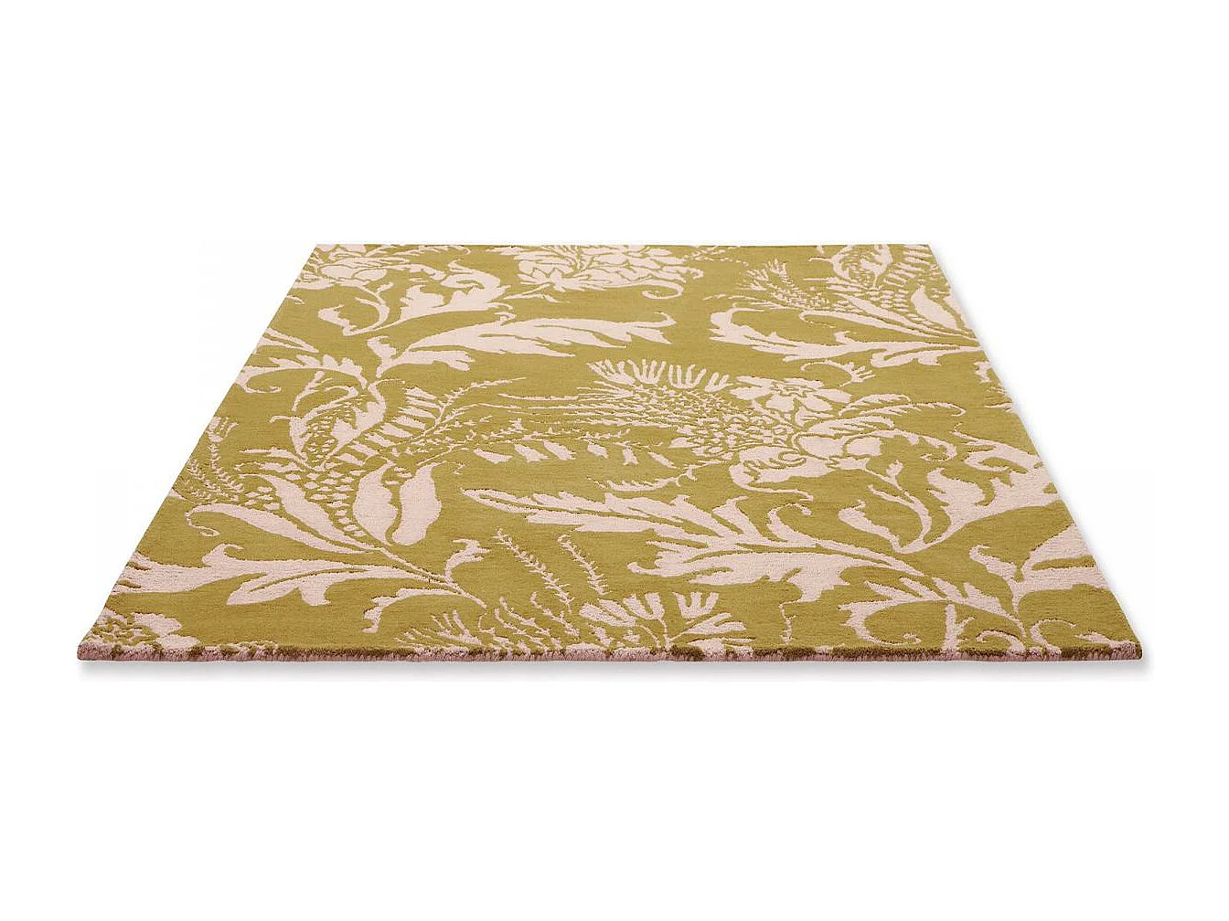 tapis grand salon 250x350 fait à la main en laine jaune rectangle motif floral