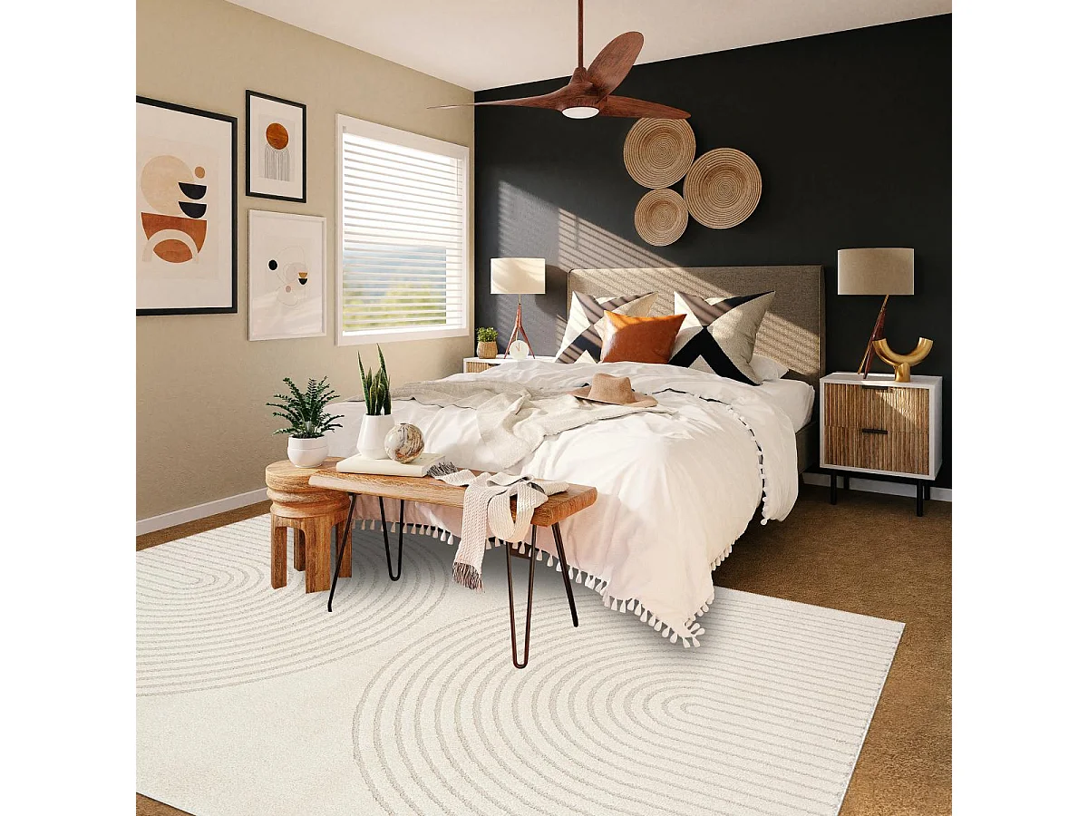 Tapis salon DEMILU 200x280 cm Crème - Tapis Salon doux et soyeux