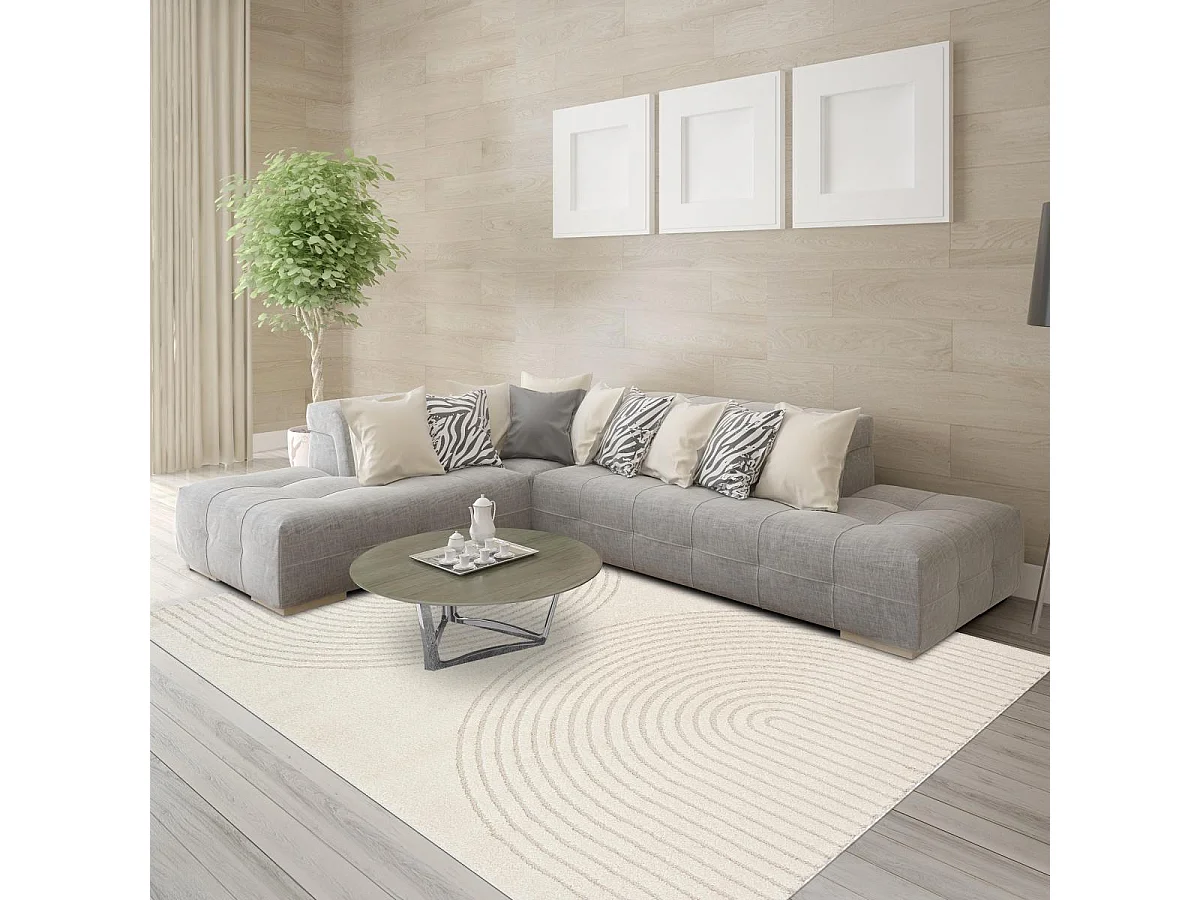 Tapis salon DEMILU 200x280 cm Crème - Tapis Salon doux et soyeux