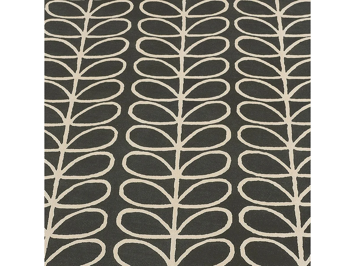 tapis chambre 160x230 fait à la main en laine noir et crème motif seventies