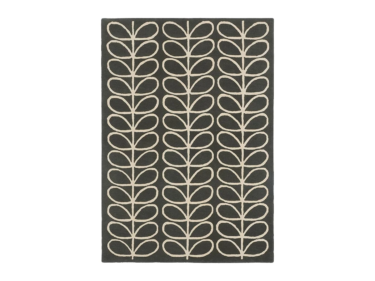 tapis chambre 160x230 fait à la main en laine noir et crème motif seventies