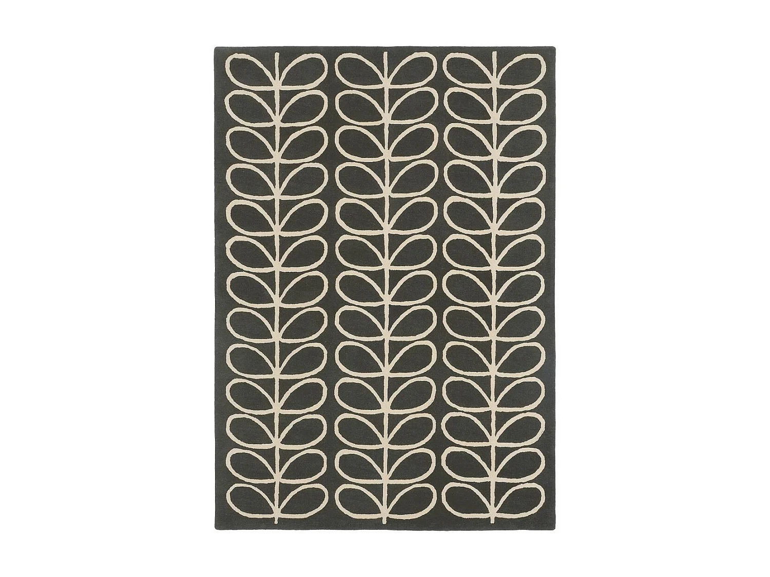 tapis chambre 160x230 fait à la main en laine noir et crème motif seventies