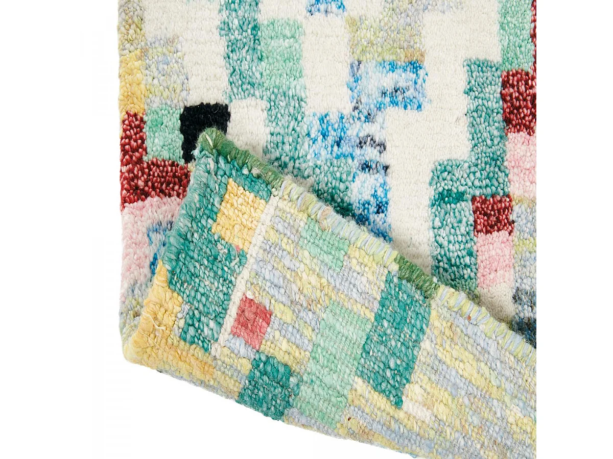 tapis chambre 170x240 tissé en laine beige et rouge rectangle motif abstrait