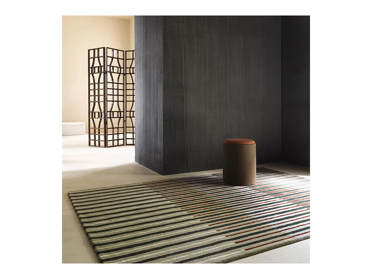 tapis salle à manger 200x280 fait à la main en laine gris et vert