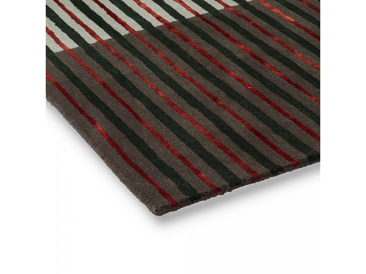 tapis salle à manger 200x280 fait à la main en laine gris et vert