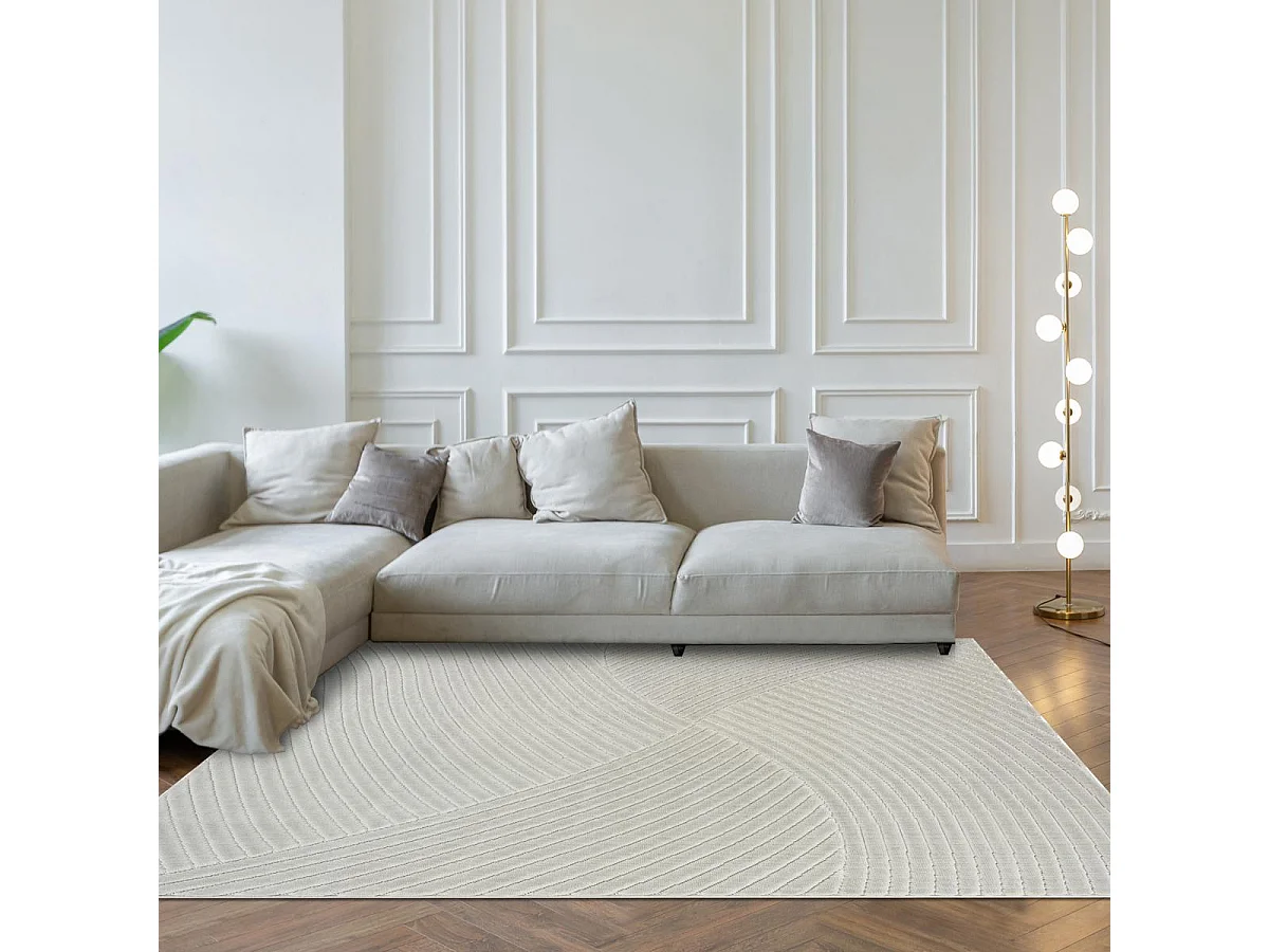 Tapis intérieur extérieur 120x160 en relief LYN14 GEMGRAF Gris ton sur ton