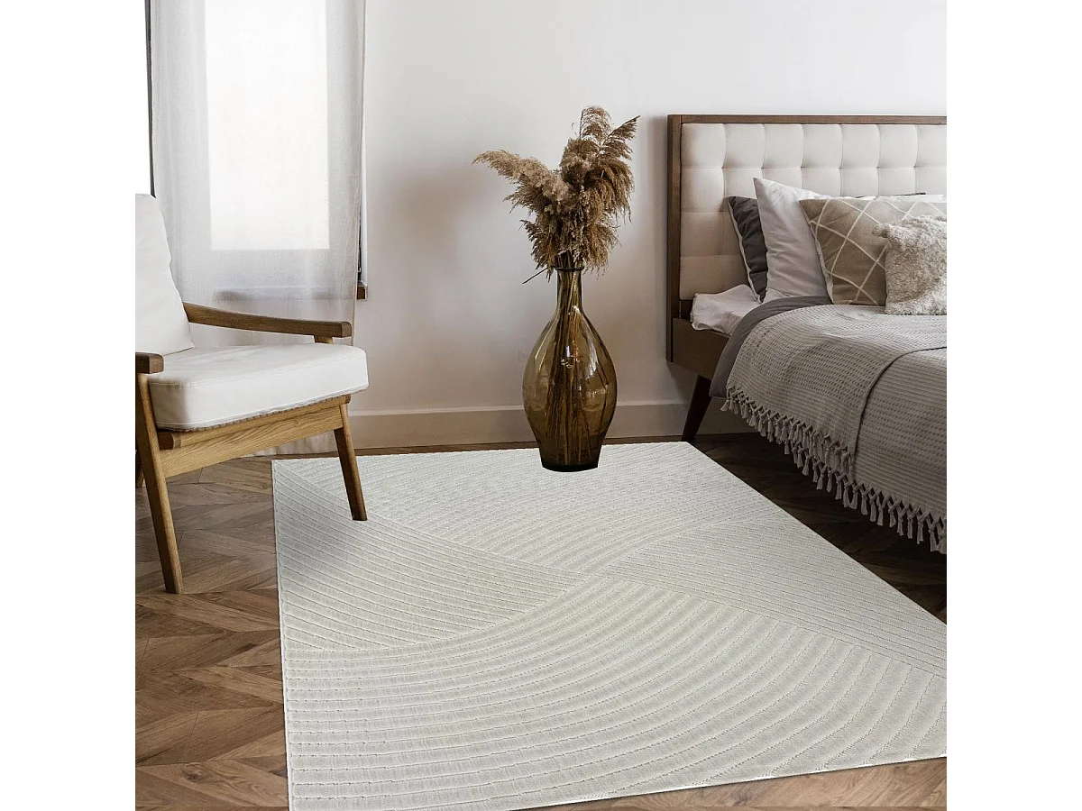 Tapis intérieur extérieur 120x160 en relief LYN14 GEMGRAF Gris ton sur ton