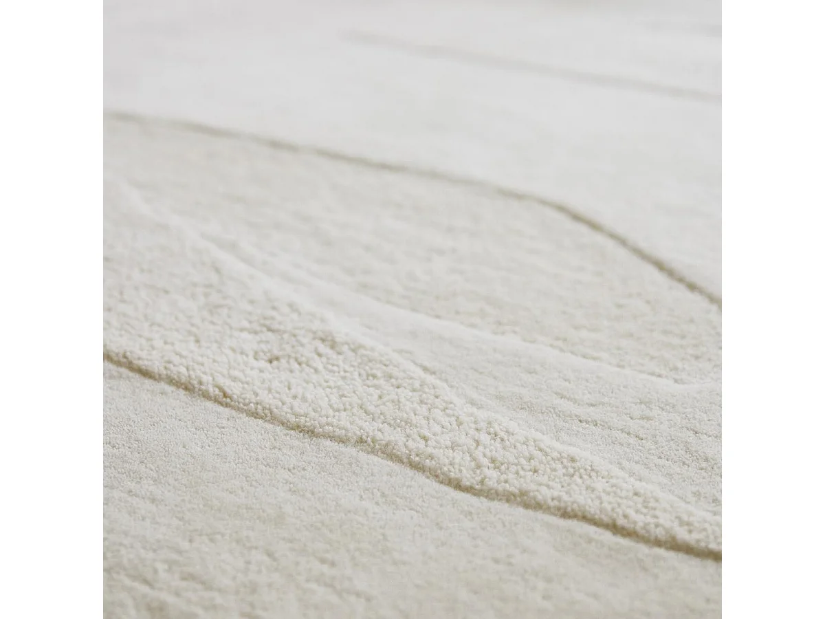 tapis open space 200x280 fait à la main en laine crème rectangle motif faux uni