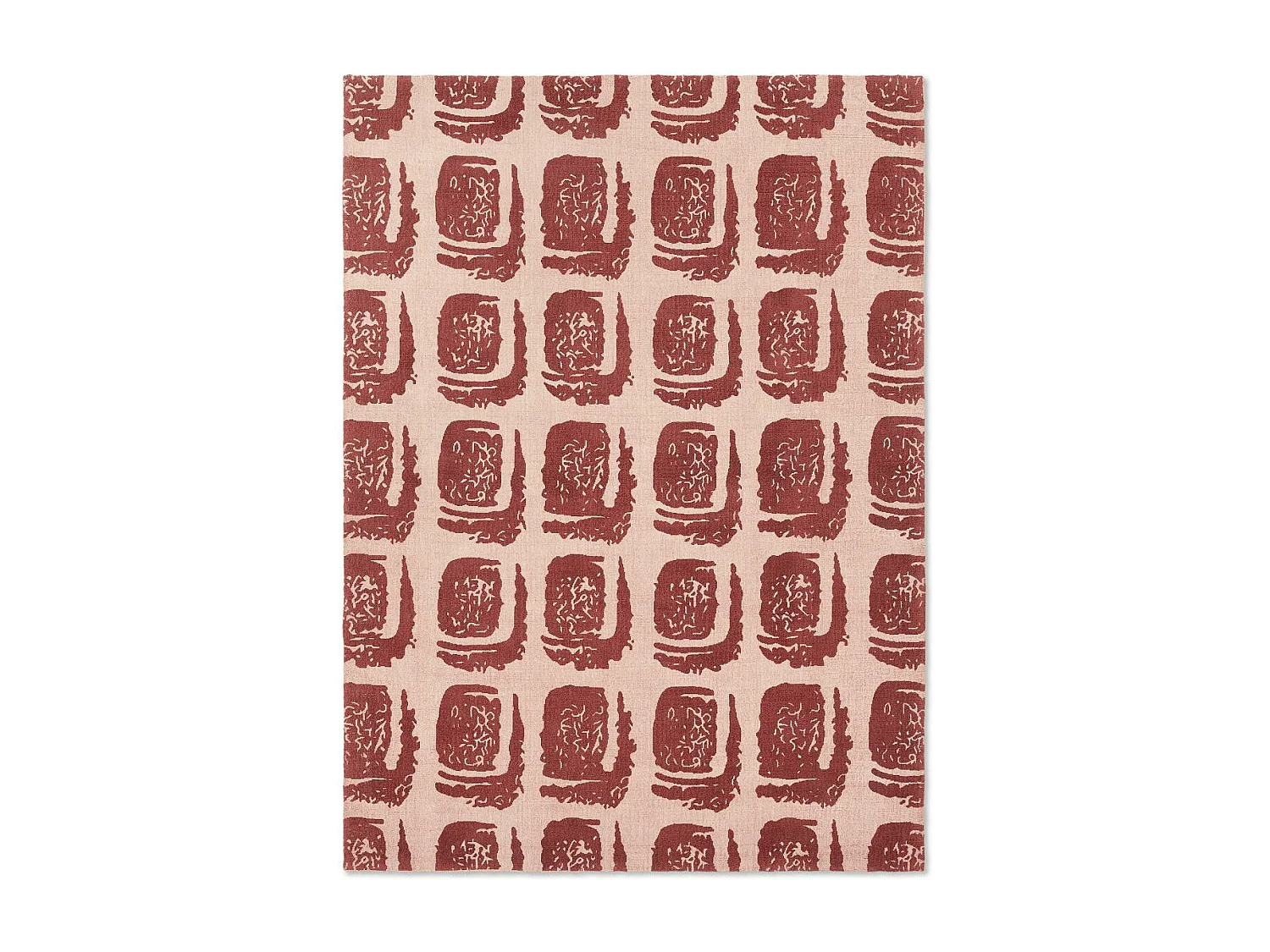 tapis grand salon 250x350 fait à la main en coton rouge motif abstrait