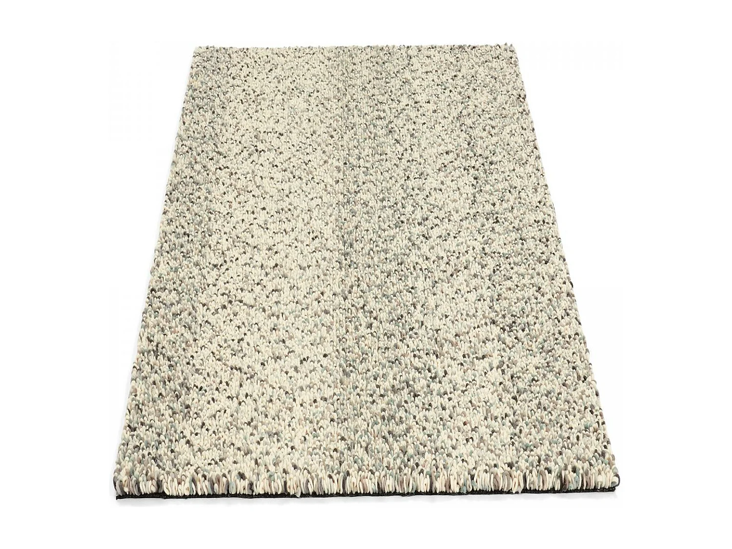 Tapis longs poils shaggy 170x240 rectangle tissé beige et gris en laine