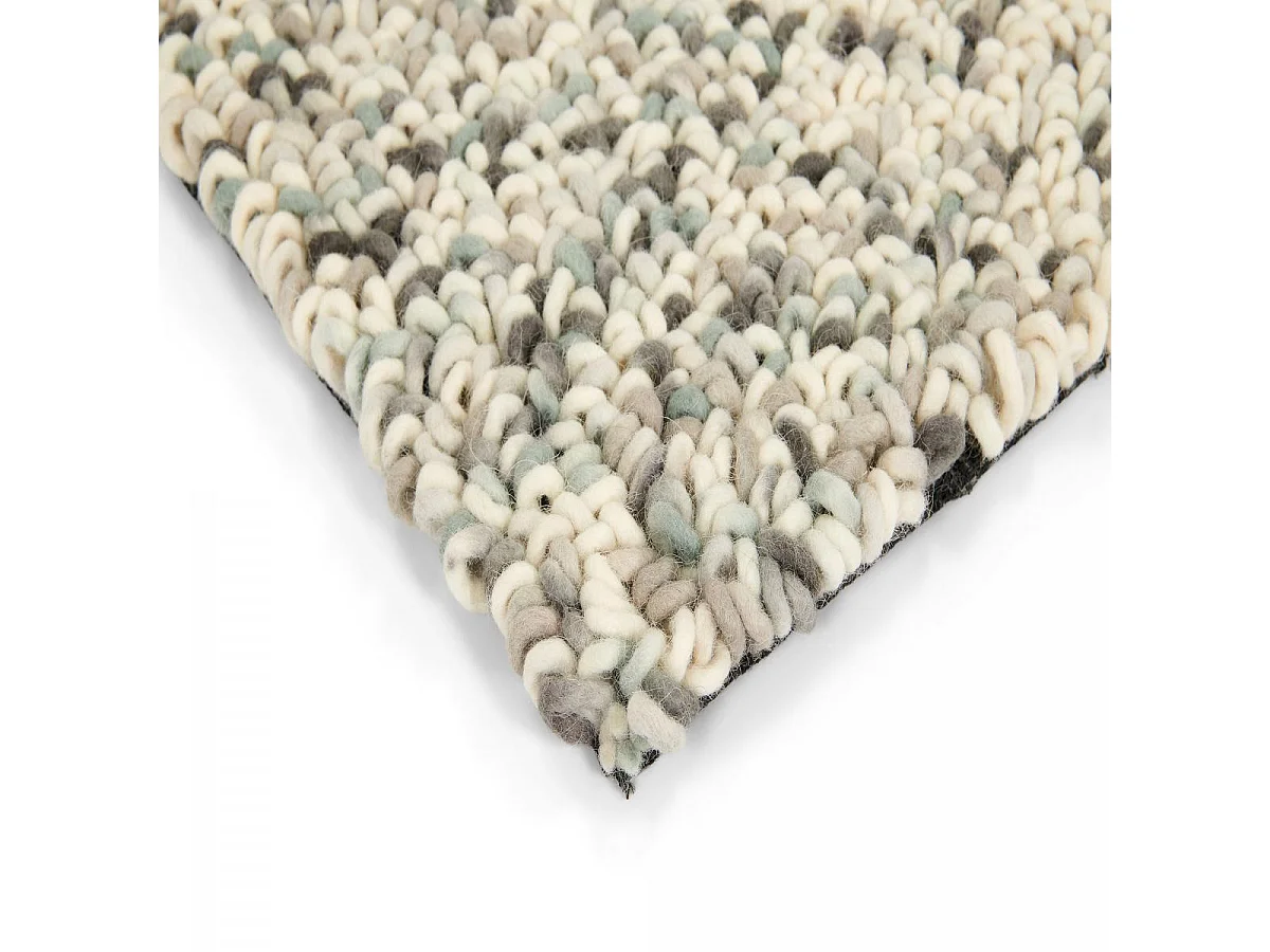 Tapis longs poils shaggy 170x240 rectangle tissé beige et gris en laine