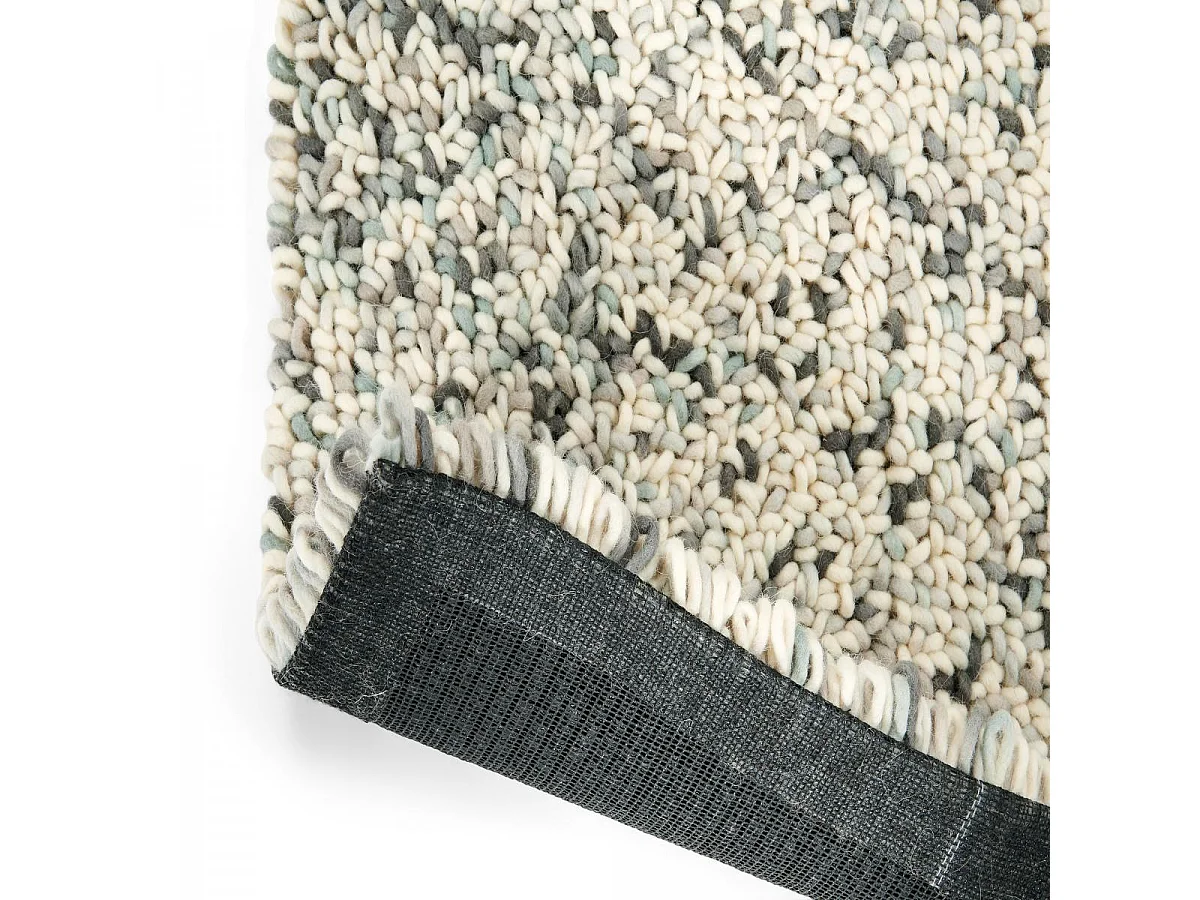 Tapis longs poils shaggy 170x240 rectangle tissé beige et gris en laine