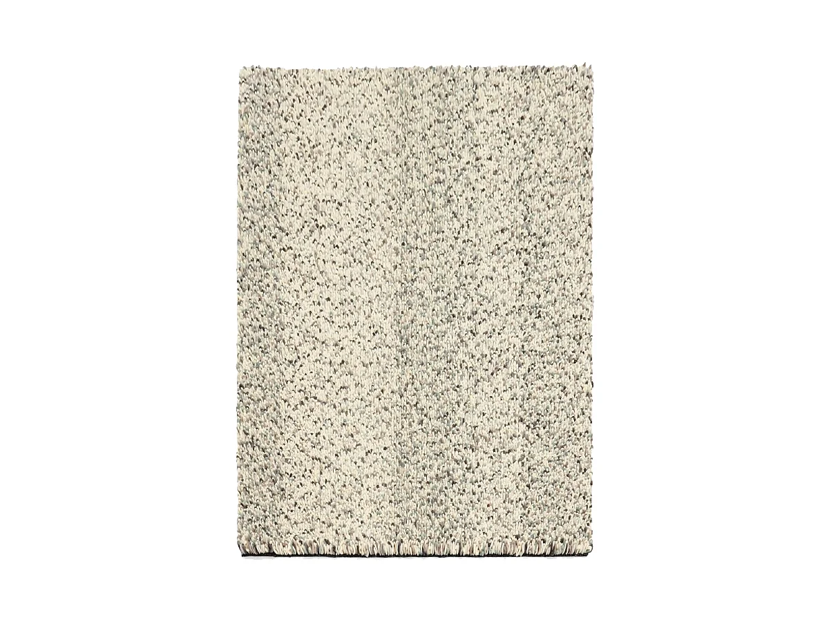 Tapis longs poils shaggy 170x240 rectangle tissé beige et gris en laine