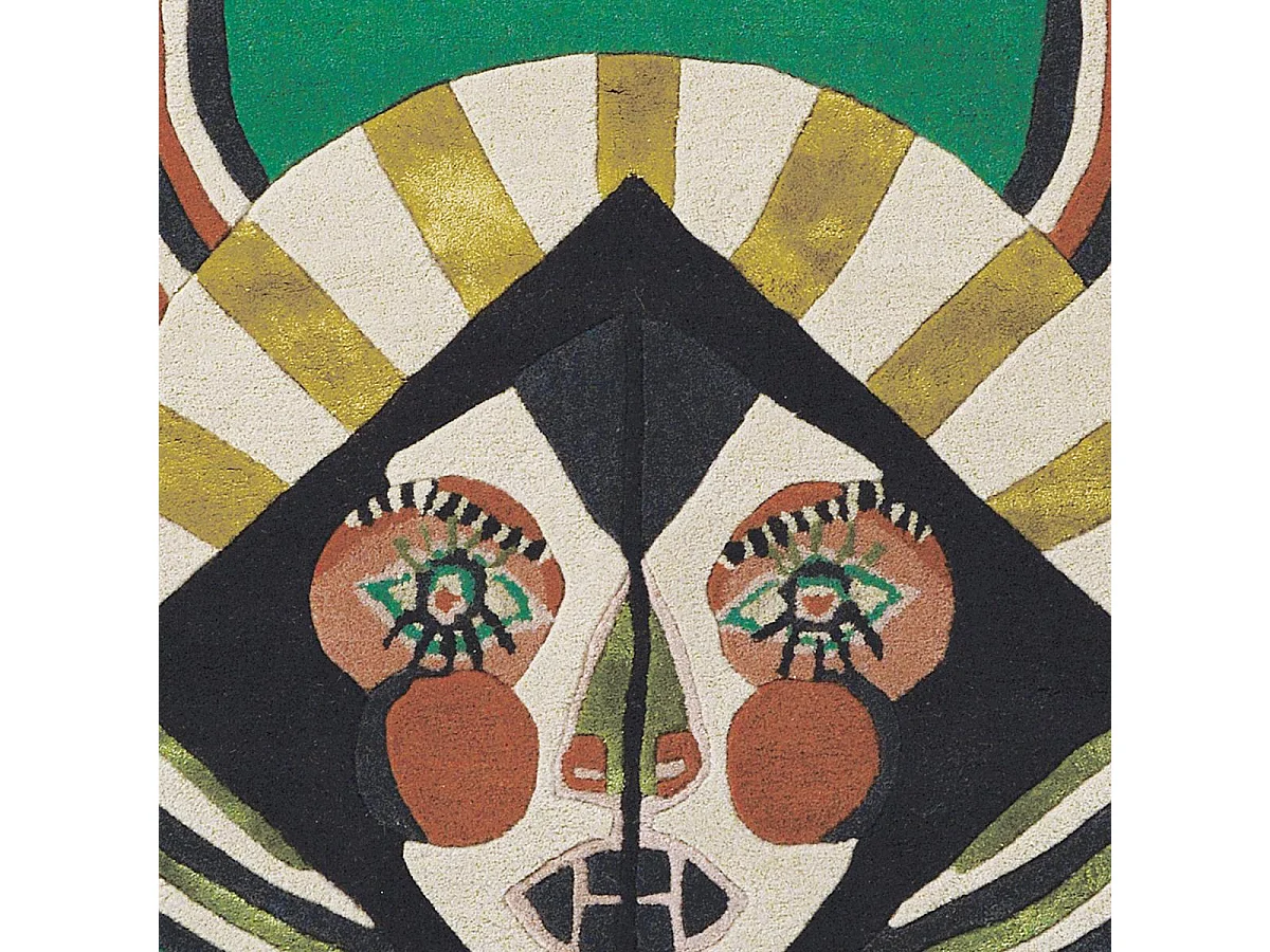 tapis open space 200x200 fait à la main en laine multicolore motif fresque