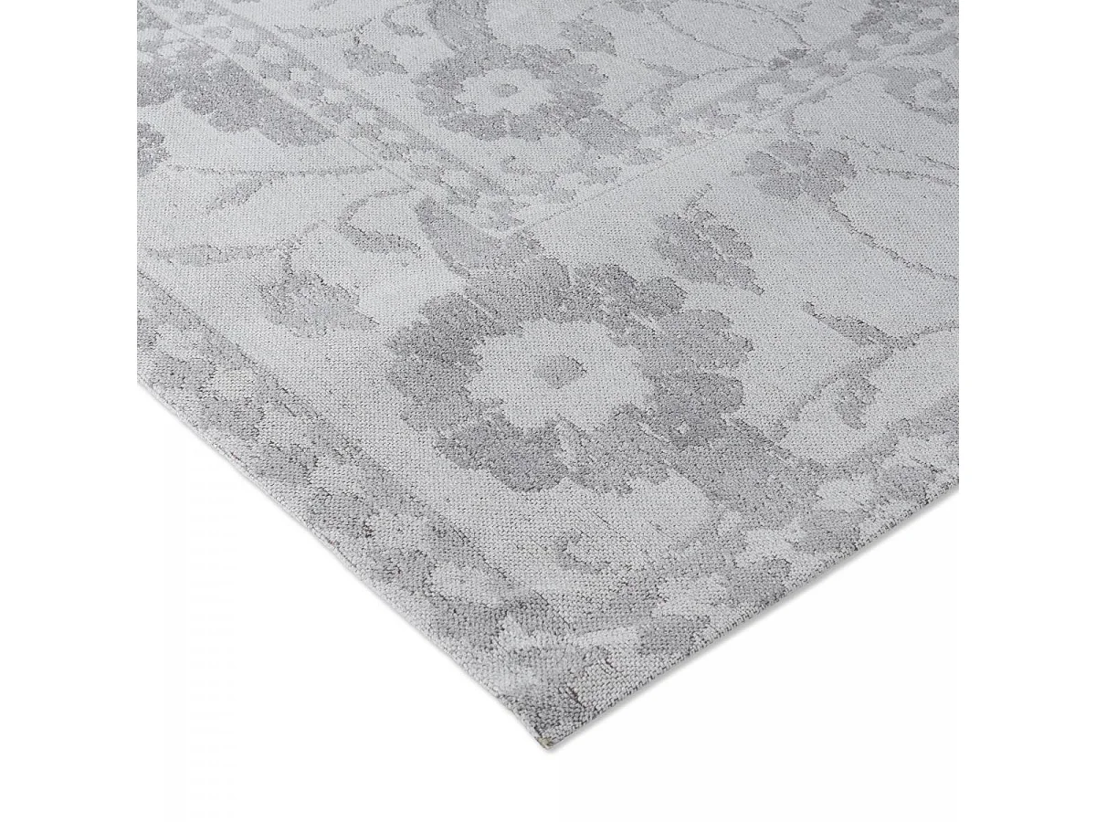 tappeto da soggiorno 170x240 realizzato a mano in cotone grigio acciaio con motivo floreale rettangolare NEWBOR