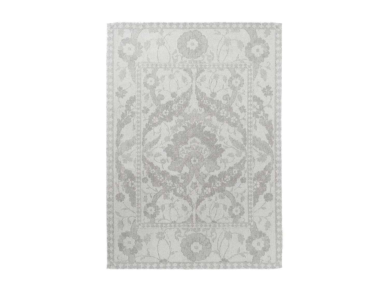 tapis salon 170x240 fait main en coton gris acier rectangle motif floral NEWBOR
