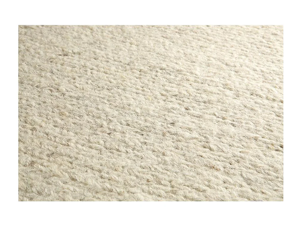 Tapis kilim 140x200 rectangle fait main en laine ivoire motif uni LOOK 406