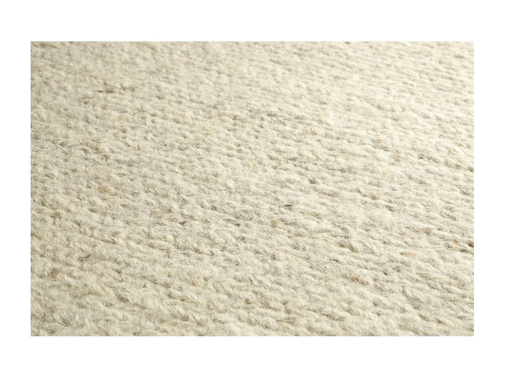 Tapis kilim 140x200 rectangle fait main en laine ivoire motif uni LOOK 406