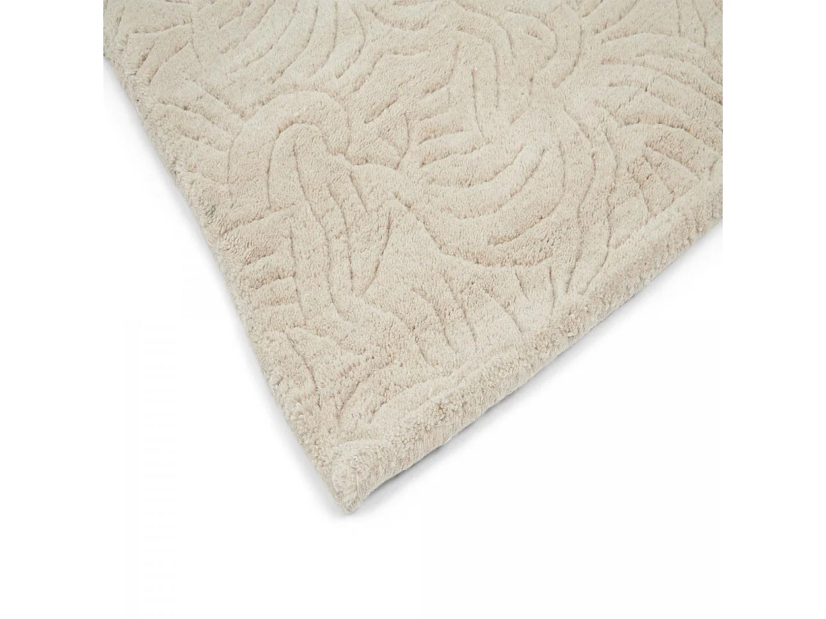 tapis salon 200x280 fait à la main en laine beige et corail motif floral