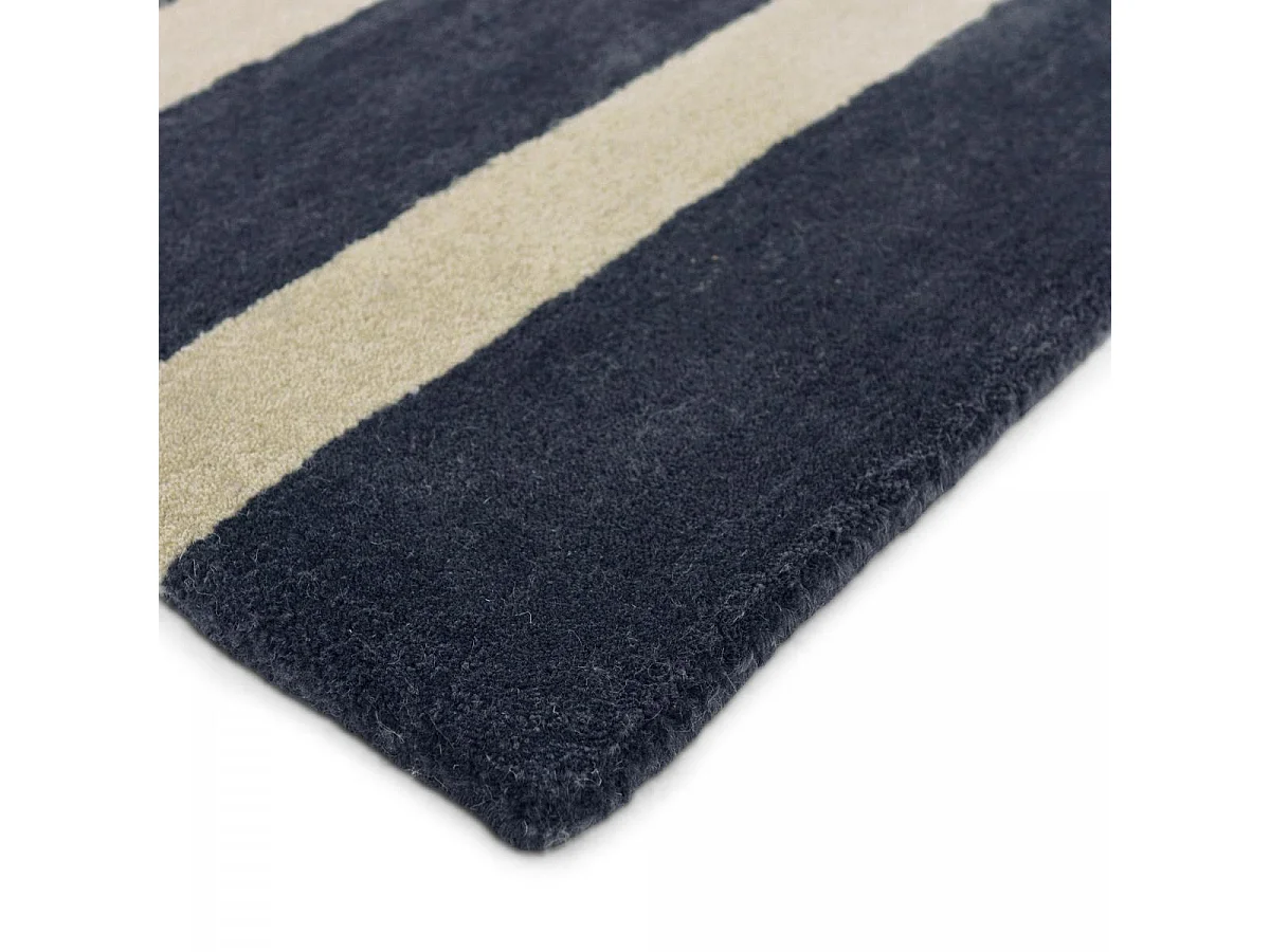 tapis salon 200x280 fait à la main en laine gris et bleu marine