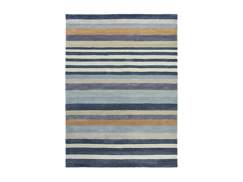 tapis salon 200x280 fait à la main en laine gris et bleu marine