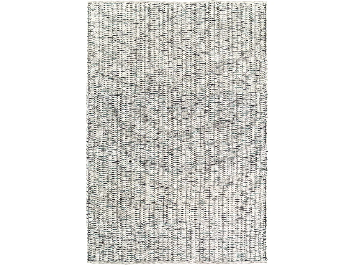 Tapis kilim 140x200 rectangle fait main en laine crème et vert motif faux uni