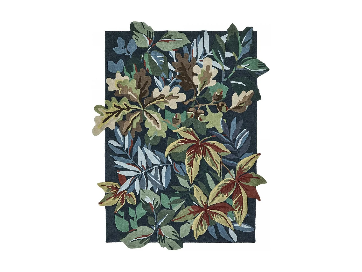 tappeto da ingresso 140x200 realizzato a mano in lana verde e blu con motivo floreale rettangolare