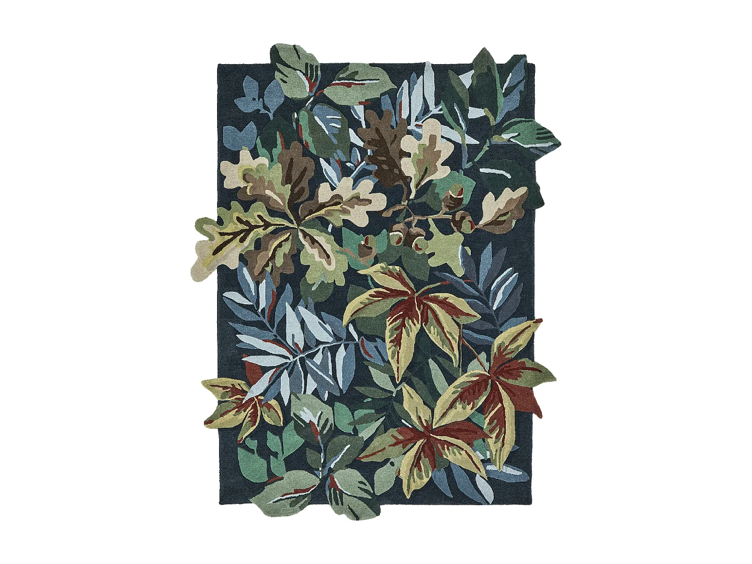 tappeto da ingresso 140x200 realizzato a mano in lana verde e blu con motivo floreale rettangolare