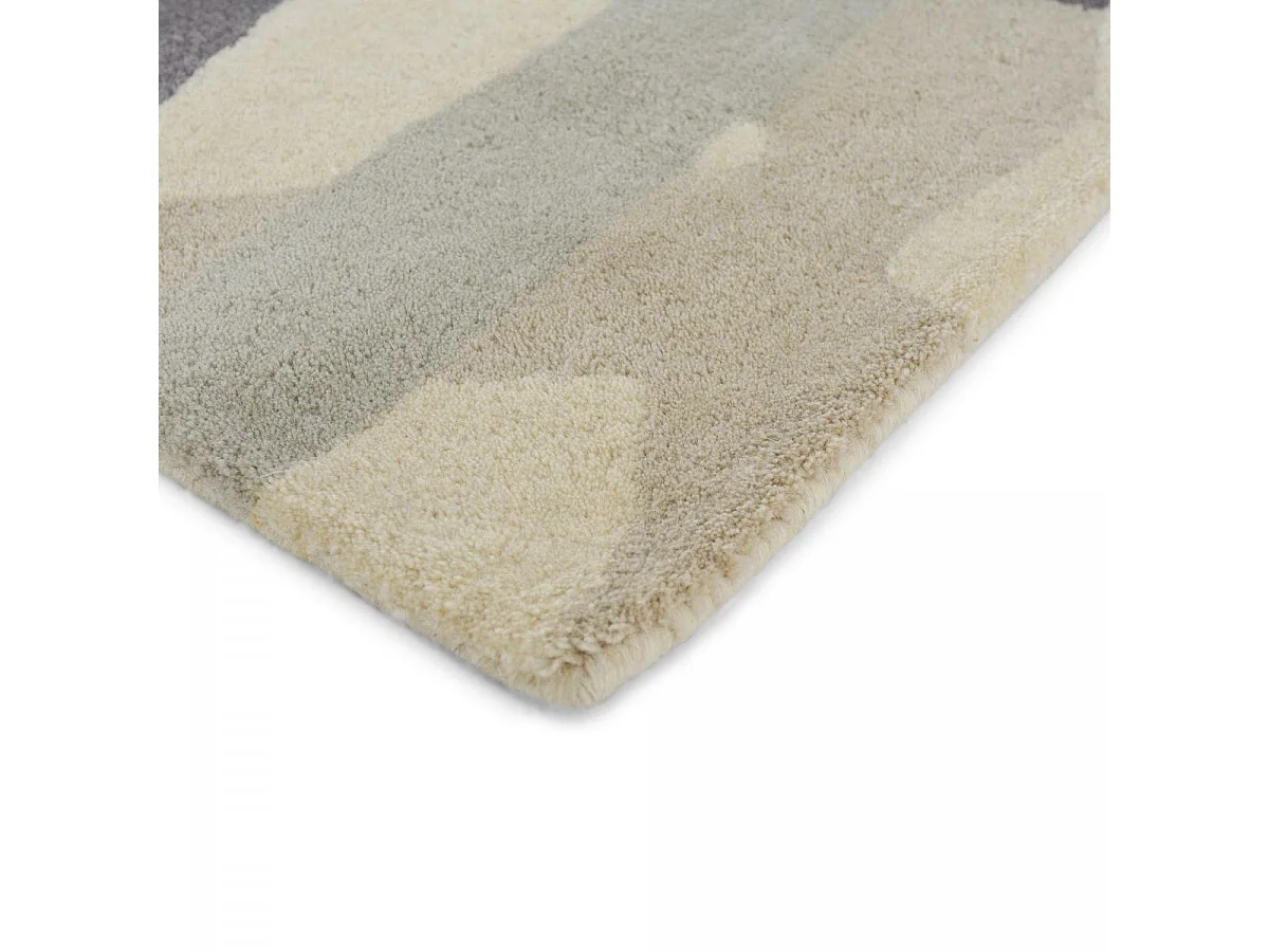 tapis salon 200x280 fait à la main en laine gris et violet motif géométrique