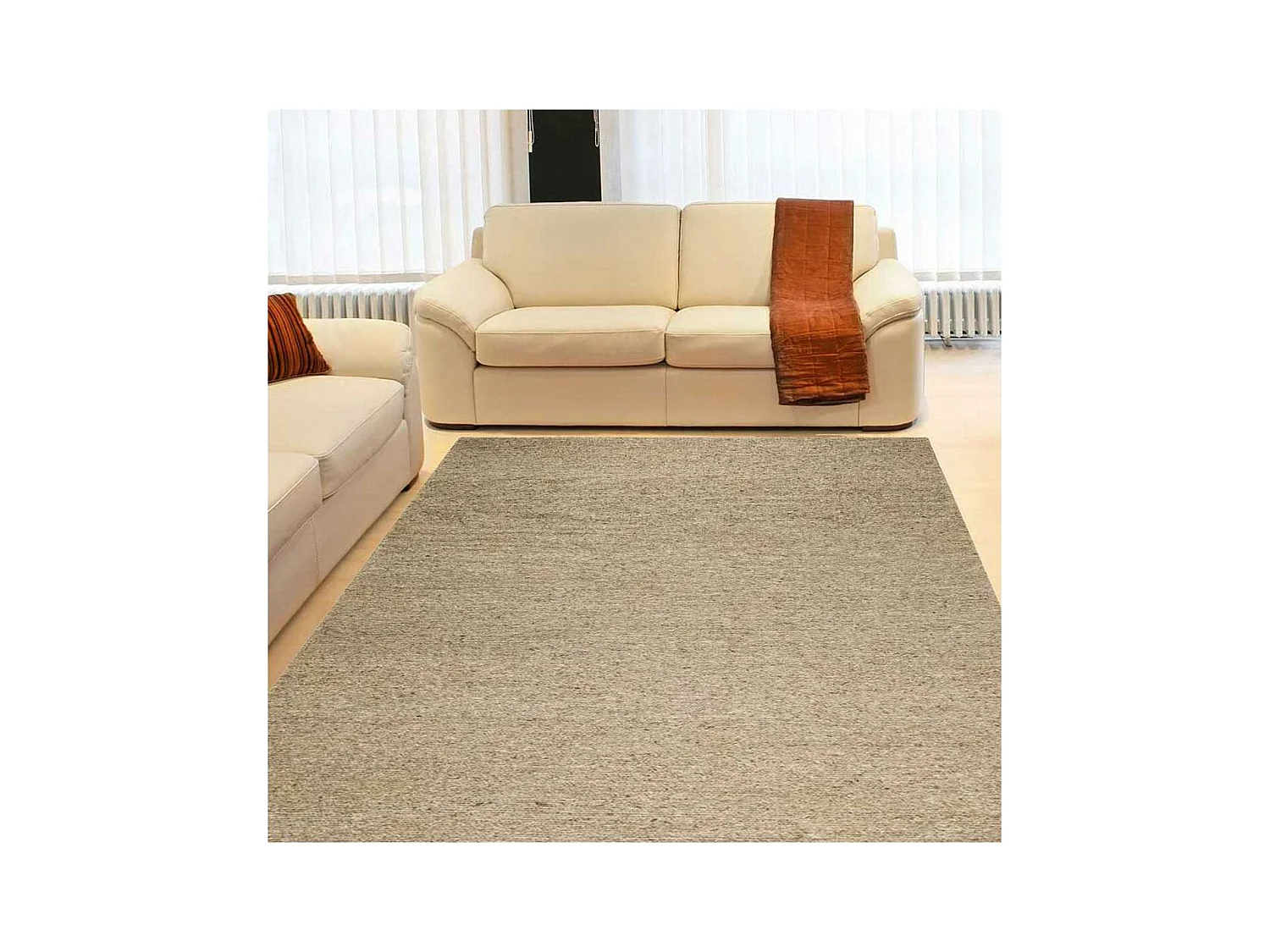 Tapis kilim 170x240 rectangle fait main en laine gris motif uni LOOK 406