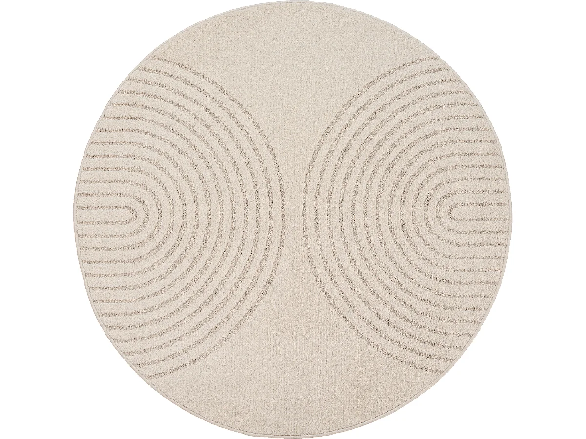 Tapis rond DEMILU  ∅ 120 cm Beige Tapis facile d'entretien idéal pour la chambre