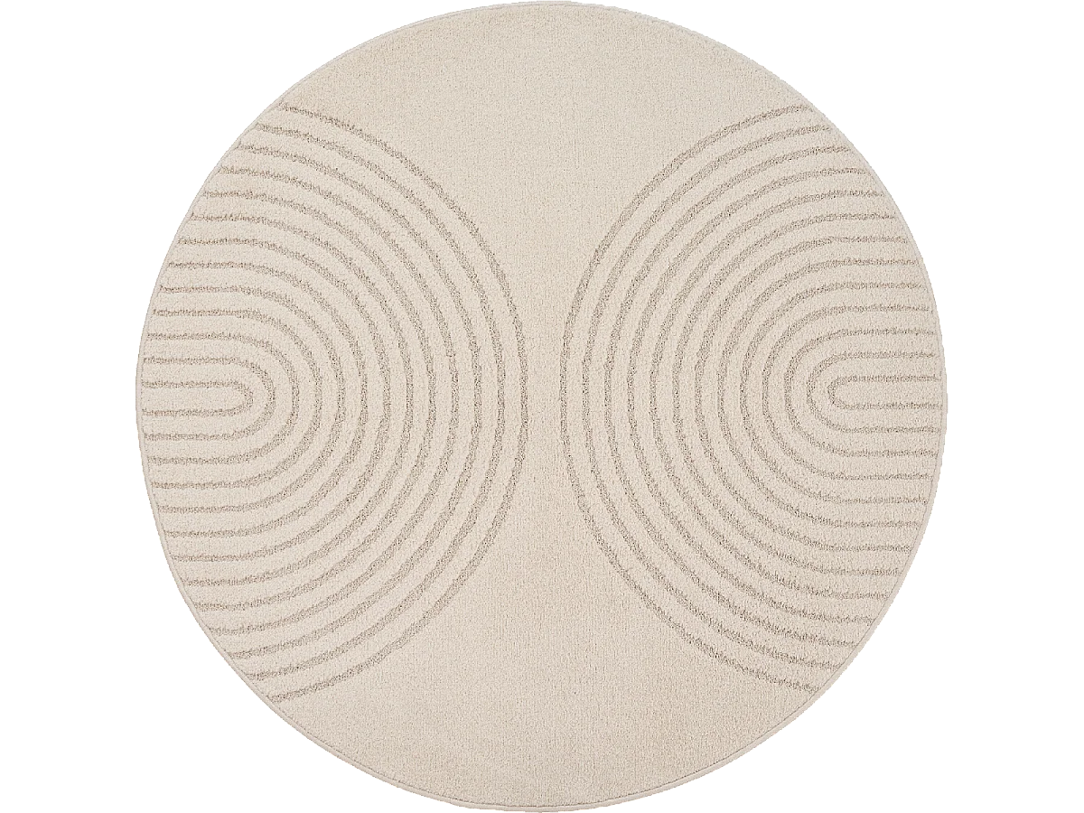 Tapis rond DEMILU  ∅ 120 cm Beige Tapis facile d'entretien idéal pour la chambre