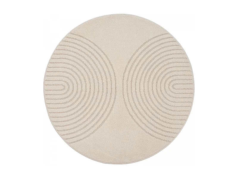 Tapis rond DEMILU  ∅ 120 cm Beige Tapis facile d'entretien idéal pour la chambre