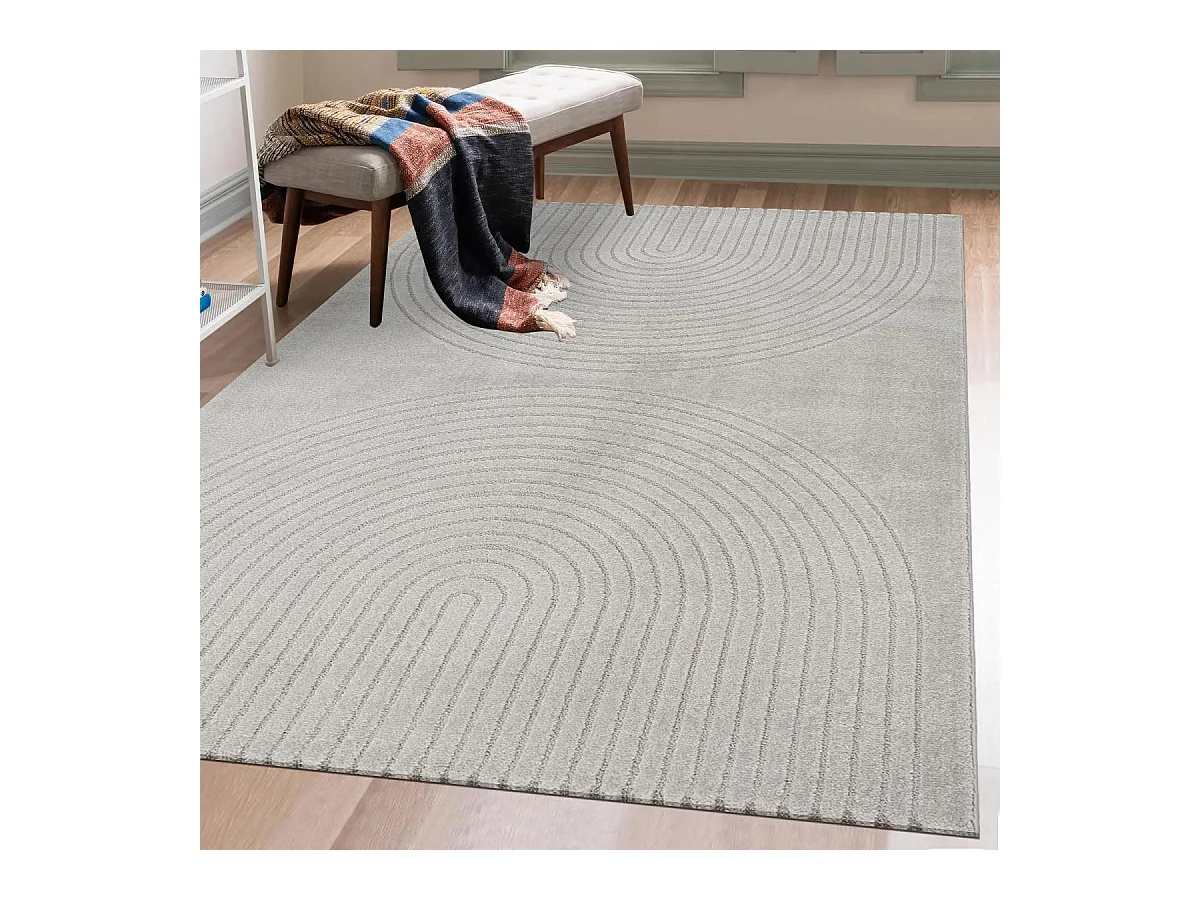 Tapis salon DEMILU 160x220 cm Gris - Tapis Chambre doux et soyeux