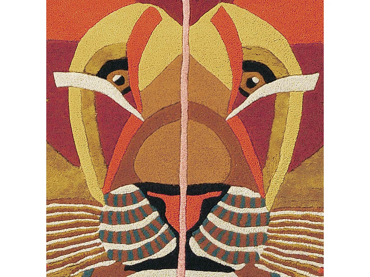 tapis entrée 100x100 fait à la main en laine multicolore motif fresque