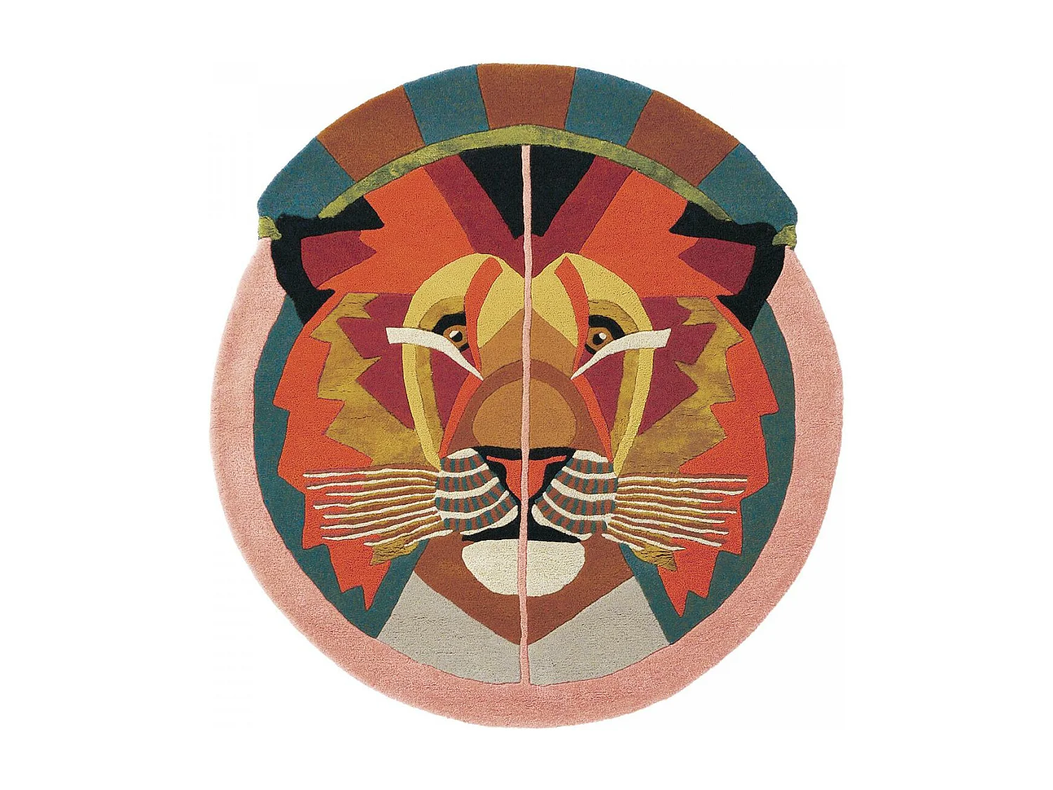 tapis entrée 100x100 fait à la main en laine multicolore motif fresque