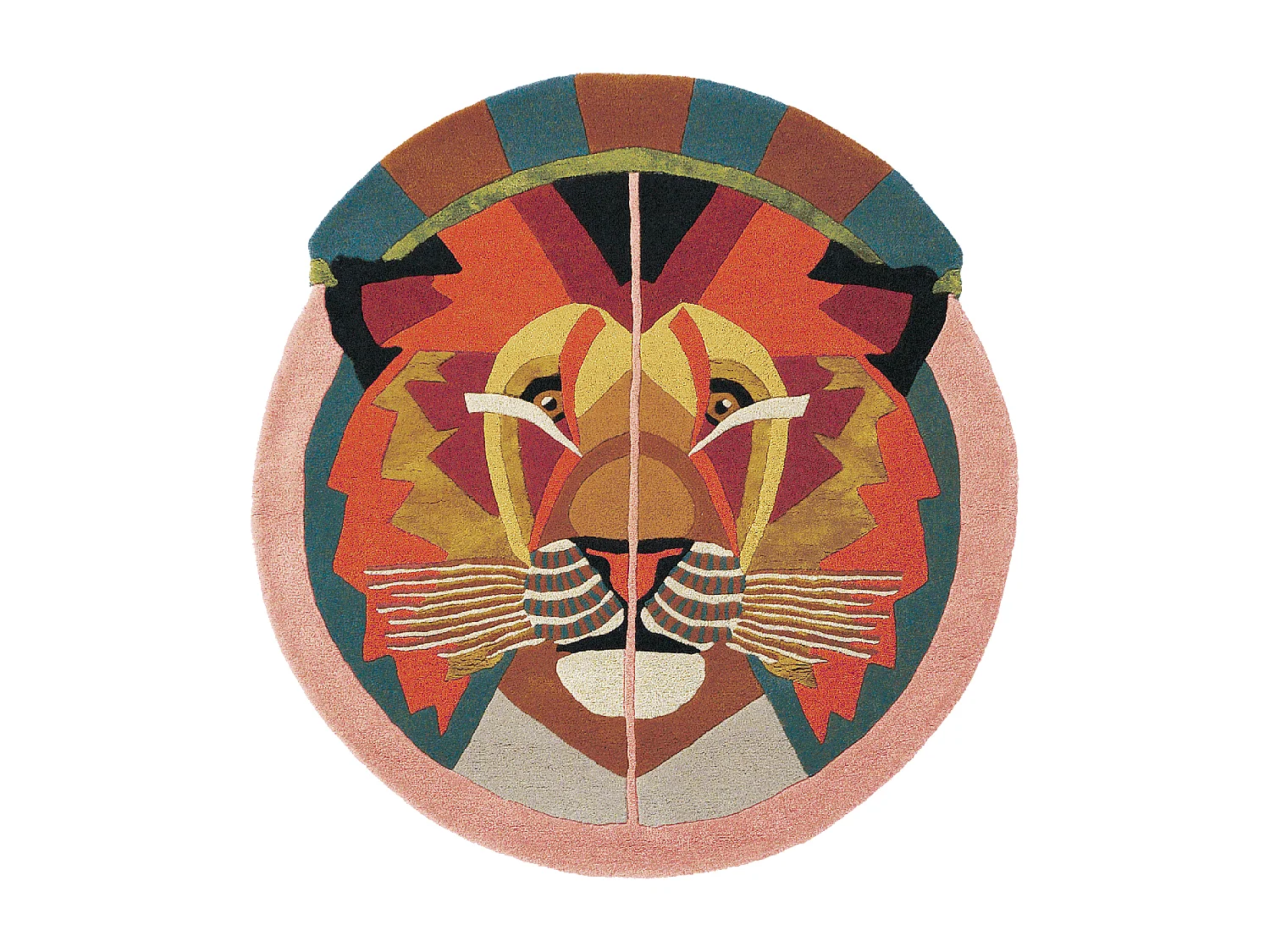 tapis entrée 100x100 fait à la main en laine multicolore motif fresque