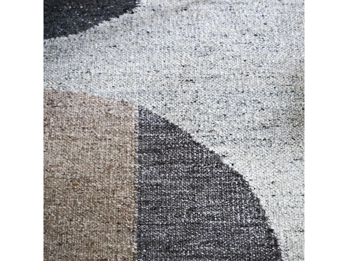 Tapis kilim 200x300 rectangle fait main en laine beige et gris