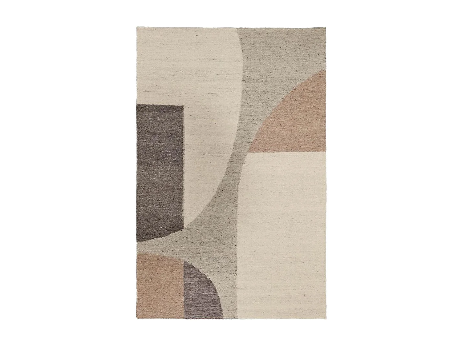 Tapis kilim 200x300 rectangle fait main en laine beige et gris